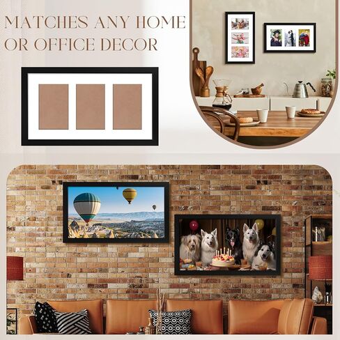 Sintuff 2 Pack Collage Picture Frame Displays Acrylic Four 4x6 Openings Black Wood Picture Frame Horizontal or Vertical Multi Picture Frames(8 x 14 Inch) in Saudi Arabia