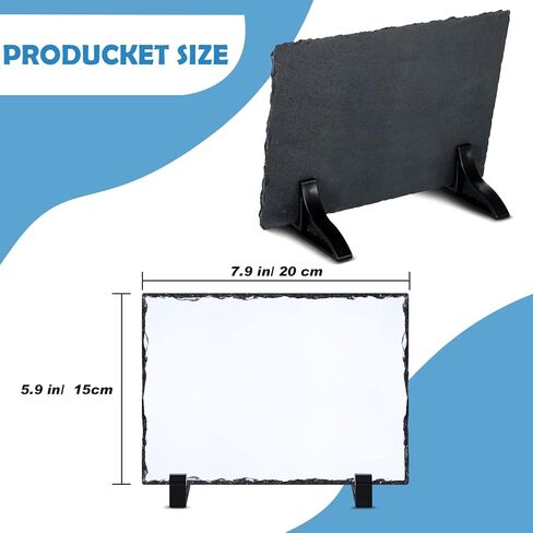 6 Pcs Sublimation Blank Slate Rock Rectangular Custom Stone Slate Picture Frame Matte Heat Transfer Rock Photo Plaque with Display Stand for Desktop Souvenir DIY Personalized Gift Decoration 6x8 Inch in Saudi Arabia