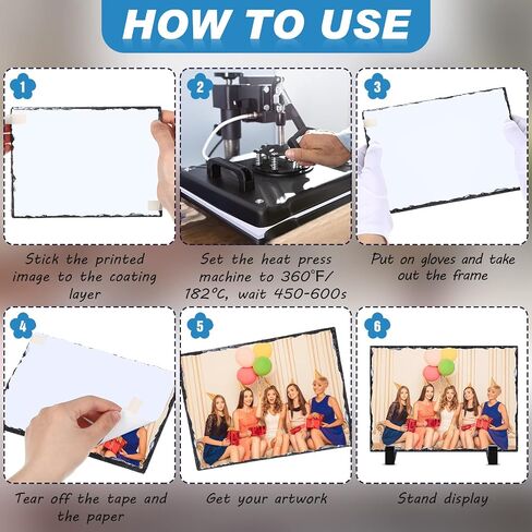 6 Pcs Sublimation Blank Slate Rock Rectangular Custom Stone Slate Picture Frame Matte Heat Transfer Rock Photo Plaque with Display Stand for Desktop Souvenir DIY Personalized Gift Decoration 6x8 Inch in Saudi Arabia