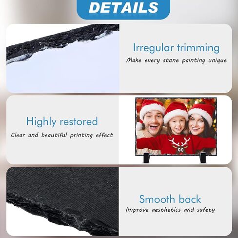6 Pcs Sublimation Blank Slate Rock Rectangular Custom Stone Slate Picture Frame Matte Heat Transfer Rock Photo Plaque with Display Stand for Desktop Souvenir DIY Personalized Gift Decoration 6x8 Inch in Saudi Arabia