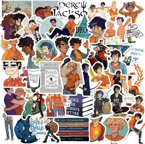 Umiko Percy Merch Merchandise Stuff Pjo 50 Pcs/PACK Stickers Necklace Bracelet Camp Half Blood Percy Inspired Pendant Jewelry Cosplay Collection Gifts for Fans Jackson in Saudi Arabia