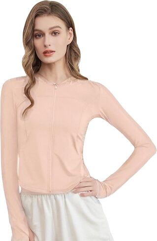 Summer Jackets for Women Lightweight Protection UPF 50+ Zipper Long Sleeve UV Hoodie Outdoor Athletic Jacket Pocket in Saudi Arabia