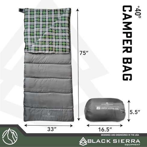 حقيبة نوم مريحة للظهر في الهواء الطلق والتخييم، كيس نوم واسع لمدة 3 فصول يدعم +40 درجة في درجة الحرارة، كيس نوم للبالغين من معدات بلاك سييرا... in Kuwait