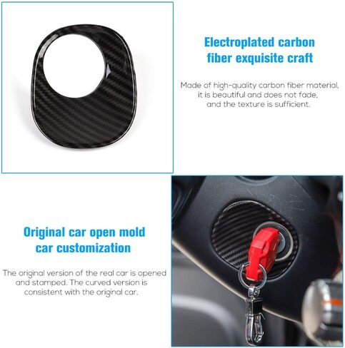 Voodonala for 4runner Ignition Switch Lock Trim fit Toyota 4runner SUV 2010-2019 Carbon Fiber Grain in Saudi Arabia