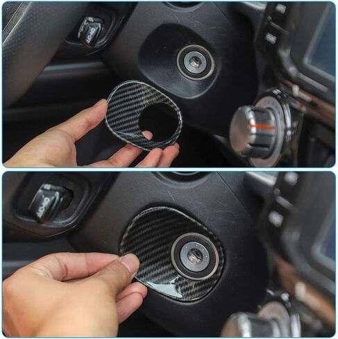 Voodonala for 4runner Ignition Switch Lock Trim fit Toyota 4runner SUV 2010-2019 Carbon Fiber Grain in Saudi Arabia