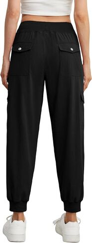 بنطلون نسائي من GRECERELLE خفيف الوزن بخصر مطاطي مع جيوب بأزرار للصيف والمشي لمسافات طويلة والركض والسفر in Kuwait