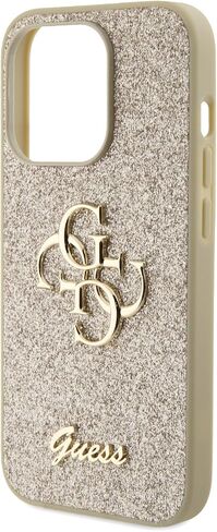 CG MOBILE Guess - حافظة هاتف متوافقة مع iPhone 15 Pro PU CASE ثابتة لامعة مع شعار معدني كبير 4G - أسود in Kuwait