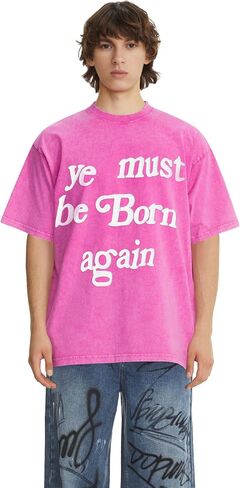 Ye Must be Born Again T-Shirt Hip Hop Cotton Oversized Short Sleeve for Men in Saudi Arabia