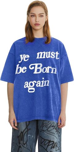 Ye Must be Born Again T-Shirt Hip Hop Cotton Oversized Short Sleeve for Men in Kuwait