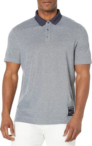 A｜X ARMANI EXCHANGE Men's Heathered Organic Cotton Logo Patch Polo Shirt in Saudi Arabia
