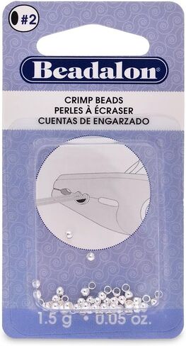 Beadalon Crimp Beads, Size #2, 1.5 mm/.059 in, I.D., 2.5 mm/.098 in, O.D., Silver Plated, 1.5 g/.05 oz, Approx. 45 pc in Saudi Arabia