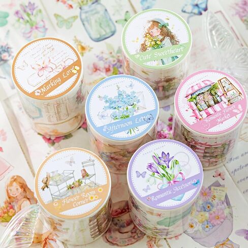 6 رولز بنات فراشة الزهور اشي الشريط مجموعة زهرة النبات اشي الشريط ملصقات واسعة خمر الجمالية اشي الشريط الزخرفية اخفاء الشريط اشي أشرطة ليوميات الحرف سكرابوكينغ اللوازم in Kuwait