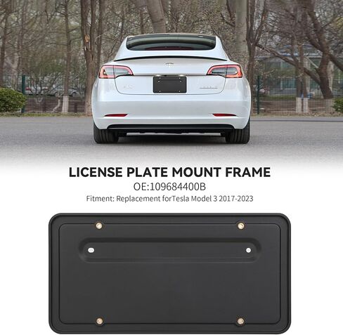 109684400B Rear License Plate Frames for Tesla Model 3 2017 to 2023 Car, License Plate Holder Mounting Bracket, Rust Proof Rattle Proof License Plate Holder Bracket in Saudi Arabia