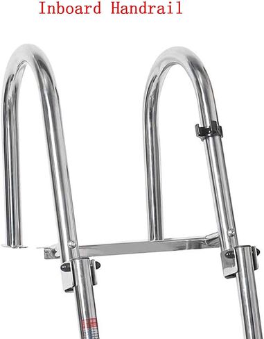 NovelBee 4 Steps Heavy Duty Welded 316 Stainless Steel Pontoon Boat Ladder,Folding Telescoping Rear Entry Dock Ladder with Wide Step,Inboard Handrail and Screws in Saudi Arabia