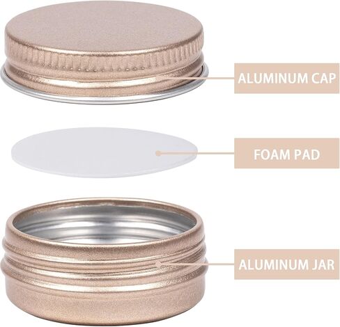 0.5 oz / 15ml Bulk Packaging Screw Top Aluminum Tin Jar with Screw Lid and Blank Labels (Gold) in Saudi Arabia