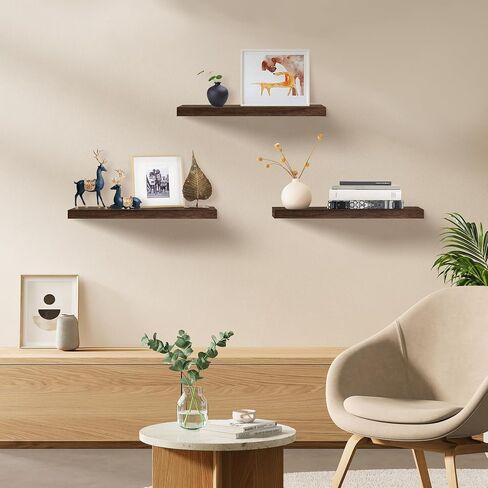 Black Floating Shelves for Wall Set of 3, 16" Black Wall Shelves for Home Decor, Frame Display Wall Mounted White Floating Shelf for Living Room, Bedroom, Bathroom, Kitchen in Saudi Arabia