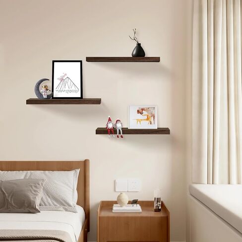 Black Floating Shelves for Wall Set of 3, 16" Black Wall Shelves for Home Decor, Frame Display Wall Mounted White Floating Shelf for Living Room, Bedroom, Bathroom, Kitchen in Saudi Arabia