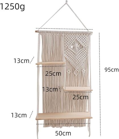 Macrame Shelf Boho Shelf Hanging Shelf Wall Shelves for Plants Books Ornaments Vases in Saudi Arabia