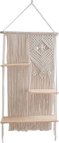 Macrame Shelf Boho Shelf Hanging Shelf Wall Shelves for Plants Books Ornaments Vases in Saudi Arabia