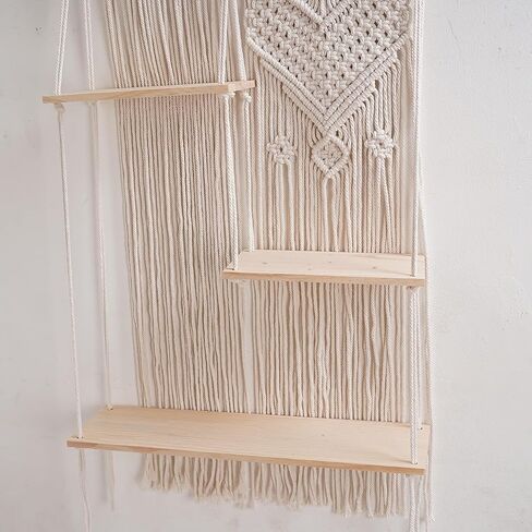 Macrame Shelf Boho Shelf Hanging Shelf Wall Shelves for Plants Books Ornaments Vases in Saudi Arabia
