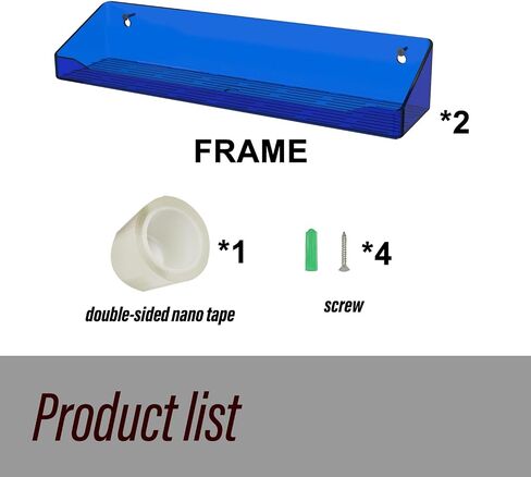 15 Inch Floating Wall Mounted Shelves, Acrylic Floating Shelvesn, Toy Picture Ledge Display Shelf, Clear Funko Pop Display Case, Mini Bookshelf, Color of Macaron (Transparent Blue) in Saudi Arabia