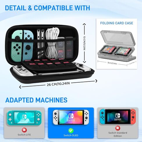 GOODVANCE Black Carrying Case for Nintendo Switch, Portable Hardshell Pouch Travel Storage Bag with PC Protective Shell, Screen Protector, 10pcs Thumb Caps and 2pcs Clear Card Cases (White & Black) in Saudi Arabia