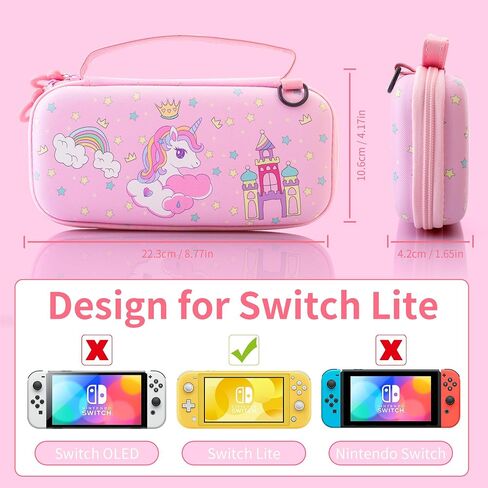 GOODVANCE Pink Carrying Case for Nintendo Switch Lite, Hard Protective Travel Case, Cute Portable Storage Bag for Girls Gifts Switch Lite Accessories with 8 Card Slots, Shoulder Strap & Thumb Caps in Saudi Arabia