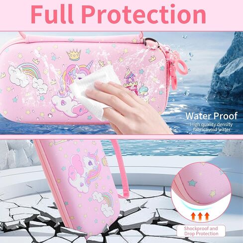 GOODVANCE Pink Carrying Case for Nintendo Switch Lite, Hard Protective Travel Case, Cute Portable Storage Bag for Girls Gifts Switch Lite Accessories with 8 Card Slots, Shoulder Strap & Thumb Caps in Saudi Arabia