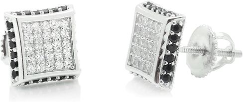 حلق من الفضة الإسترليني للرجال بحلقة زركونيا مكعبة ذات حدود سوداء in Kuwait