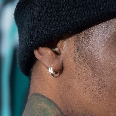 حلق نورس فايكنغ للرجال - هدايا مجوهرات حماية التميمة من الفولاذ المقاوم للصدأ للرجال، أقراط هوجي بمفصلات مع رونية فوثارك من الشمال، أسود/فضي/ذهبي، زوج واحد in Kuwait