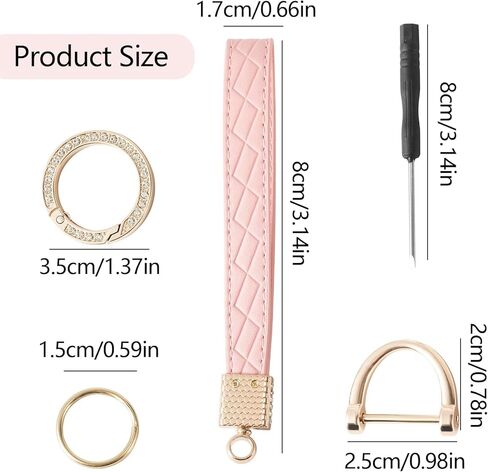 Leather Keychain Wristlet, Leather Car Key Chain with 5 Key Ring and Anti-Lost d Ring, Key Fob Keychain Wristlet in Saudi Arabia