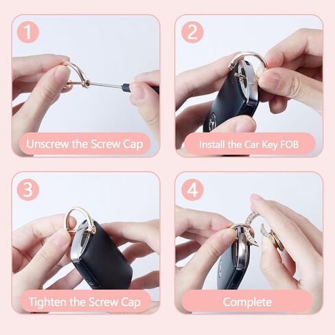Leather Keychain Wristlet, Leather Car Key Chain with 5 Key Ring and Anti-Lost d Ring, Key Fob Keychain Wristlet in Saudi Arabia