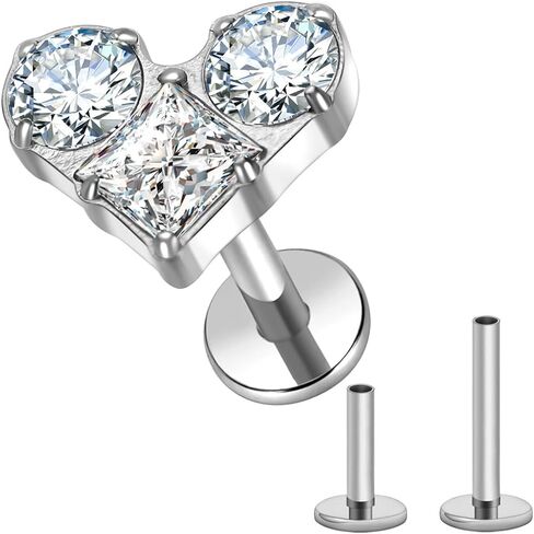 Titanium Cartilage Stud Threaded Tragus Earring Labret Jewelry 16G Flat Back Stud Ear Piercing Jewelry for Womens Gift in Kuwait