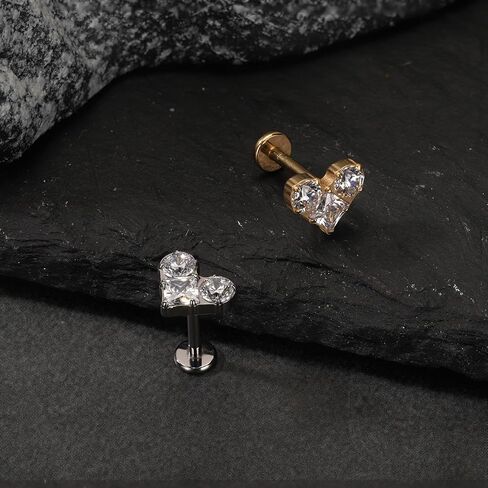 Titanium Cartilage Stud Threaded Tragus Earring Labret Jewelry 16G Flat Back Stud Ear Piercing Jewelry for Womens Gift in Kuwait