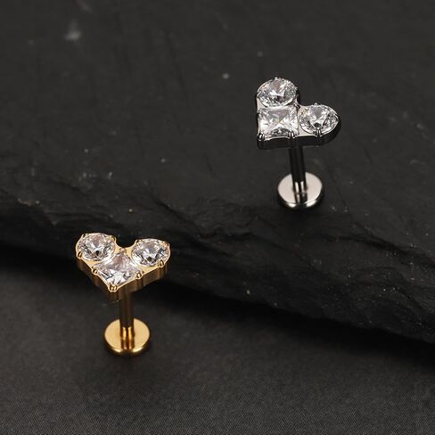 Titanium Cartilage Stud Threaded Tragus Earring Labret Jewelry 16G Flat Back Stud Ear Piercing Jewelry for Womens Gift in Kuwait