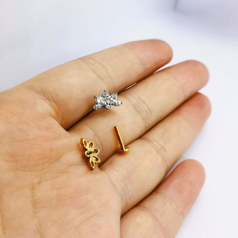 التيتانيوم الغضروف مسمار الخيوط الزنمة القرط Labret مجوهرات 16 جرام شقة عودة مسمار الأذن ثقب المجوهرات للمرأة هدية in Kuwait
