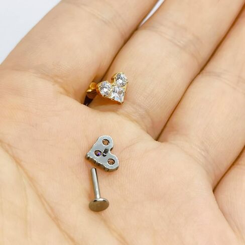 Titanium Cartilage Stud Threaded Tragus Earring Labret Jewelry 16G Flat Back Stud Ear Piercing Jewelry for Womens Gift in Kuwait