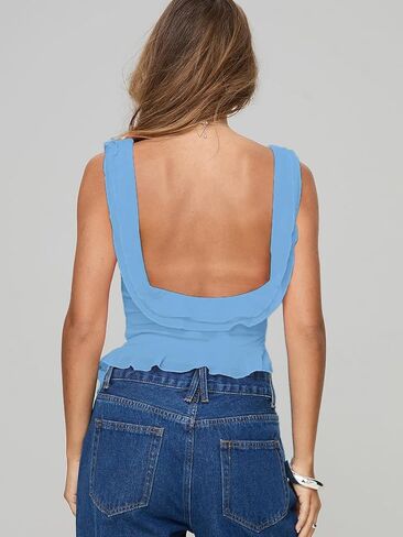 korssyee Womens Summer Cropped Tank Tops Y2K Going Out Sleeveless Scoop Neck Mesh Fitted Crop Camisole Shirt in Kuwait