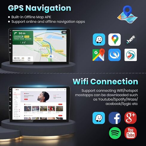 2G+64G Wireless CarPlay Car Stereo for Toyota Hilux Fortuner 2005-2014, Podofo 9" HD IPS Touch Screen Android Bluetooth Radio with Wireless Android Auto MirrorLink GPS HiFi Audio WiFi Backup Camera in Saudi Arabia