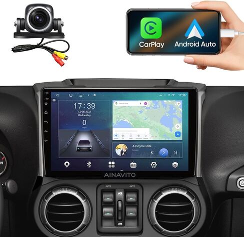 10.2 Inch Car Radio Stereo Navigation for Jeep Wrangler JK Compass Grand Cherokee Dodge Ram CarPlay Android Auto 5G WiFi 4 Core 1280 * 720 Resolution with GPS 48EQ Airplay Rear 1080P Camera SWC in Saudi Arabia