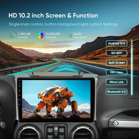 10.2 Inch Car Radio Stereo Navigation for Jeep Wrangler JK Compass Grand Cherokee Dodge Ram CarPlay Android Auto 5G WiFi 4 Core 1280 * 720 Resolution with GPS 48EQ Airplay Rear 1080P Camera SWC in Saudi Arabia