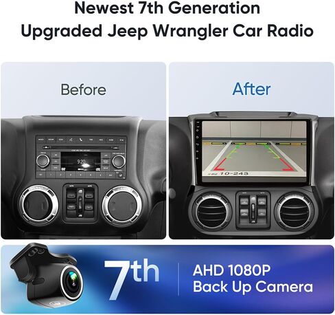 10.2 Inch Car Radio Stereo Navigation for Jeep Wrangler JK Compass Grand Cherokee Dodge Ram CarPlay Android Auto 5G WiFi 4 Core 1280 * 720 Resolution with GPS 48EQ Airplay Rear 1080P Camera SWC in Saudi Arabia