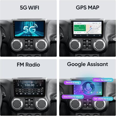 10.2 Inch Car Radio Stereo Navigation for Jeep Wrangler JK Compass Grand Cherokee Dodge Ram CarPlay Android Auto 5G WiFi 4 Core 1280 * 720 Resolution with GPS 48EQ Airplay Rear 1080P Camera SWC in Saudi Arabia