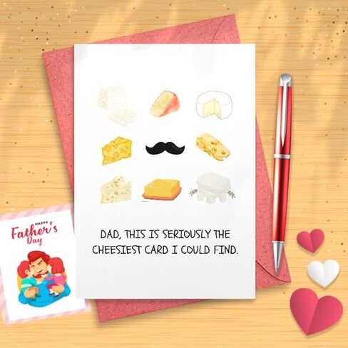 Cheesy Father's Day Card, Cheesy Mustache Card, Happy Father's Day, Funny Greeting Card [01827] in Saudi Arabia