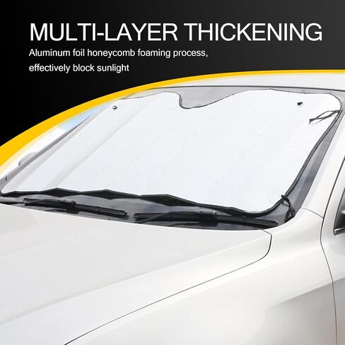 1 PC Car Front Windshield Sunshade, 55.11" x 27.55" Honeycomb Foam Process Multi-Layer Thickened Reflective Cooling Sunshade, Interior Protection Accessories, for Cars, SUVs, Trucks (Silver) in Saudi Arabia