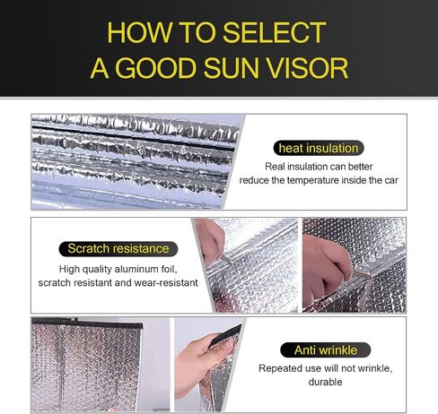 1 PC Car Front Windshield Sunshade, 55.11" x 27.55" Honeycomb Foam Process Multi-Layer Thickened Reflective Cooling Sunshade, Interior Protection Accessories, for Cars, SUVs, Trucks (Silver) in Saudi Arabia