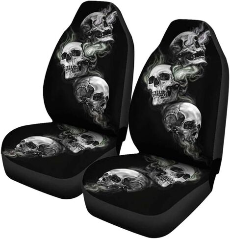KIMISS Car Seat Covers Polyester Fabric Skeleton Car Seat Protector Cover for Car Truck SUV Van (Black1) in Saudi Arabia