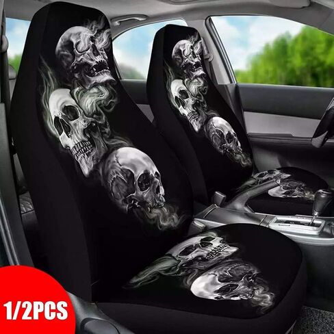 KIMISS Car Seat Covers Polyester Fabric Skeleton Car Seat Protector Cover for Car Truck SUV Van (Black1) in Saudi Arabia