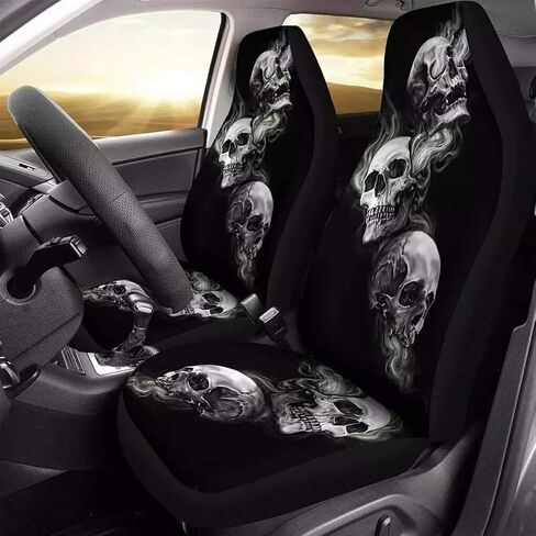 KIMISS Car Seat Covers Polyester Fabric Skeleton Car Seat Protector Cover for Car Truck SUV Van (Black1) in Saudi Arabia