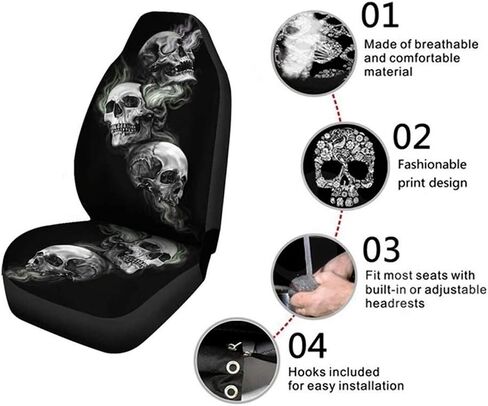 KIMISS Car Seat Covers Polyester Fabric Skeleton Car Seat Protector Cover for Car Truck SUV Van (Black1) in Saudi Arabia
